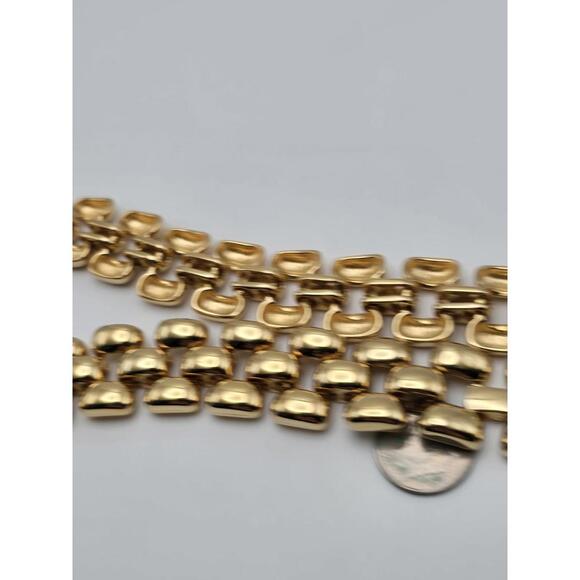 Vintage Erwin Pearl Chunky Choker Chain Necklace Gold Tone - Picture 7 of 7
